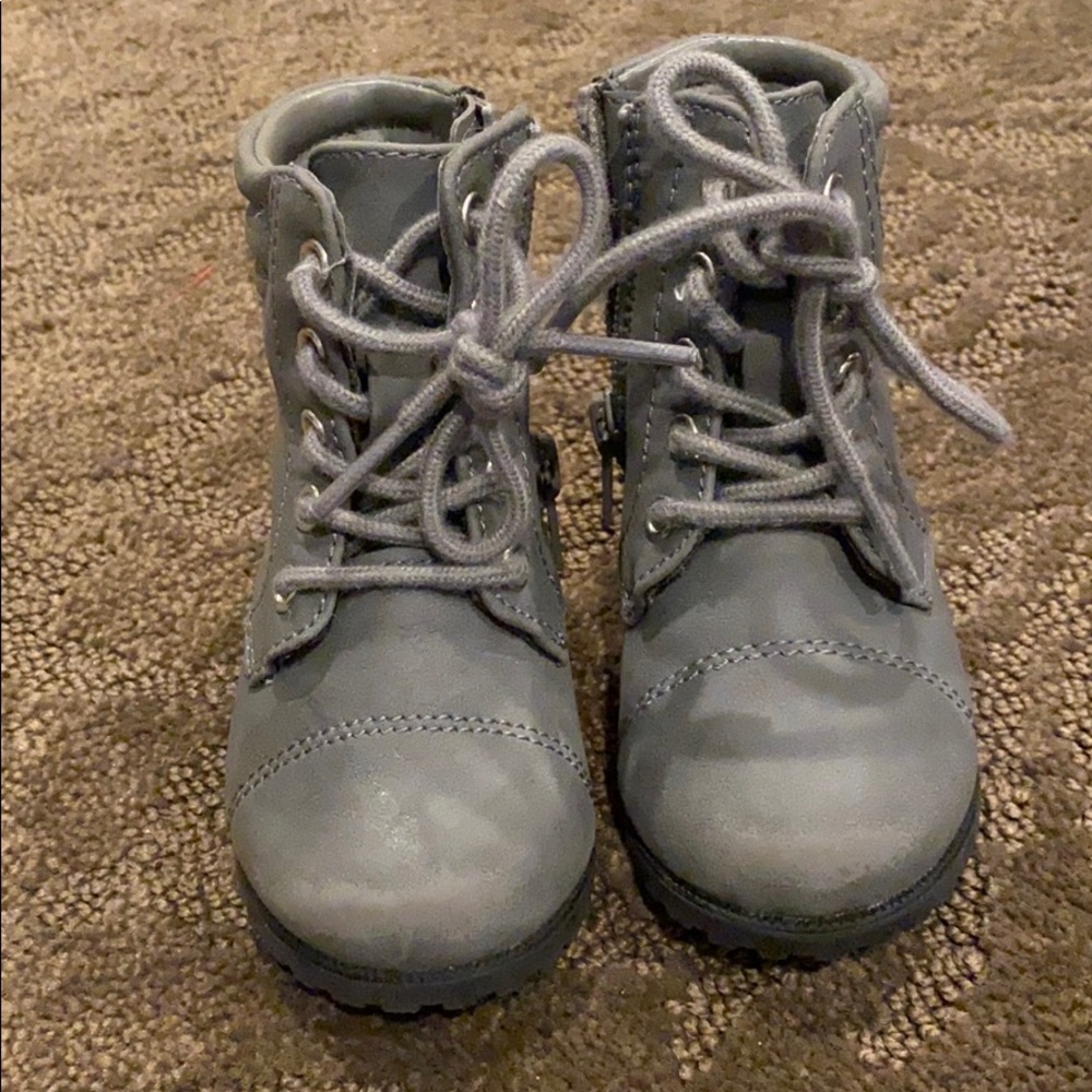 Grey combat style lace up boots